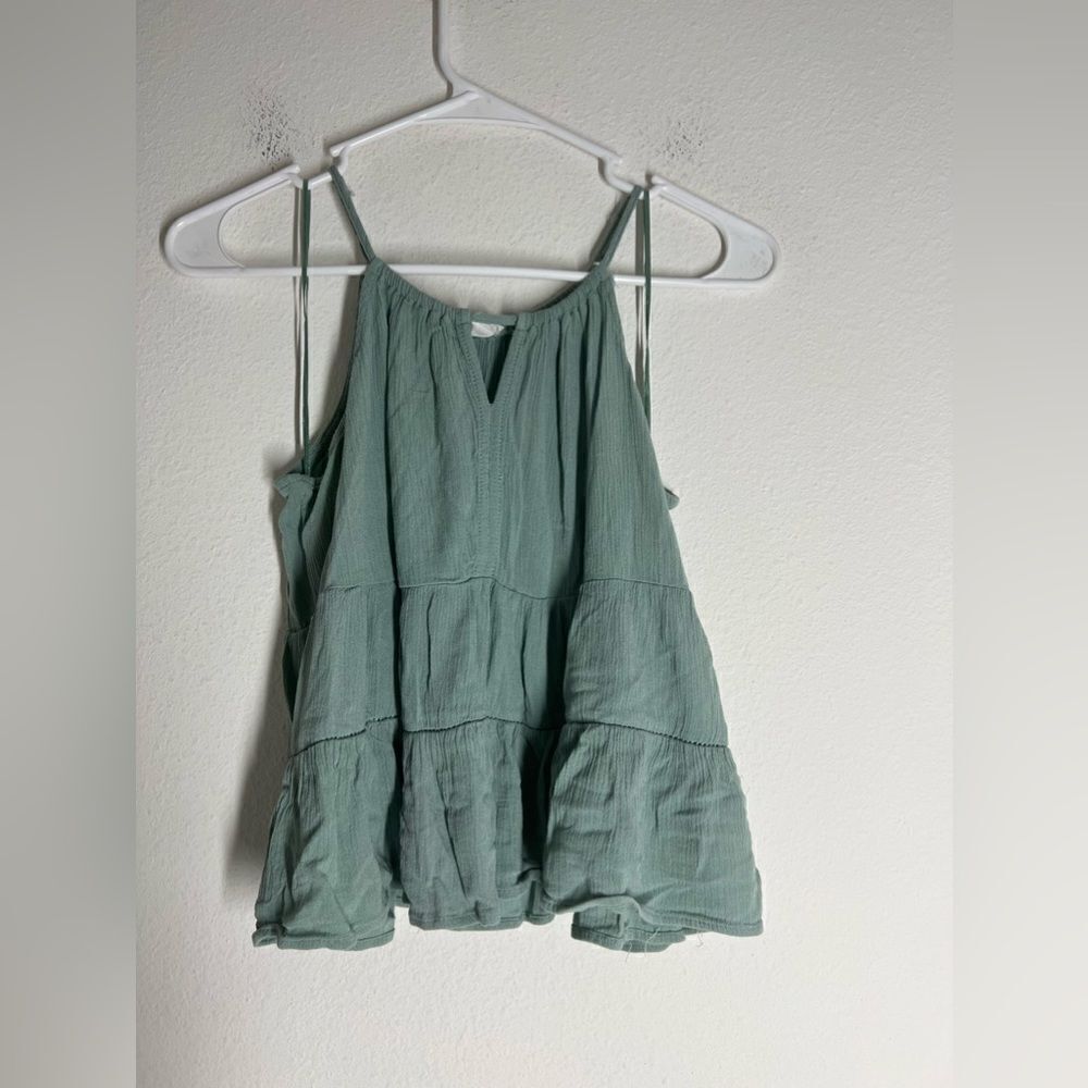 Hippi Rose Green Ruffle Tank Top Size S